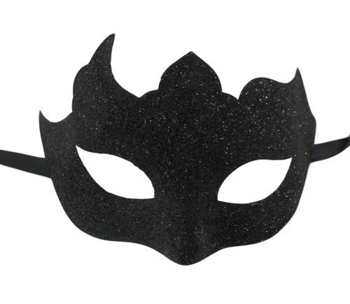 Black Solid Glitter Unique Venetian Masquerade Mardi Gras Mask