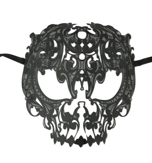 Black Skull Metal Laser Cut Masquerade Prom Mask Black Skull Metal Laser Cut Masquerade Prom Mask