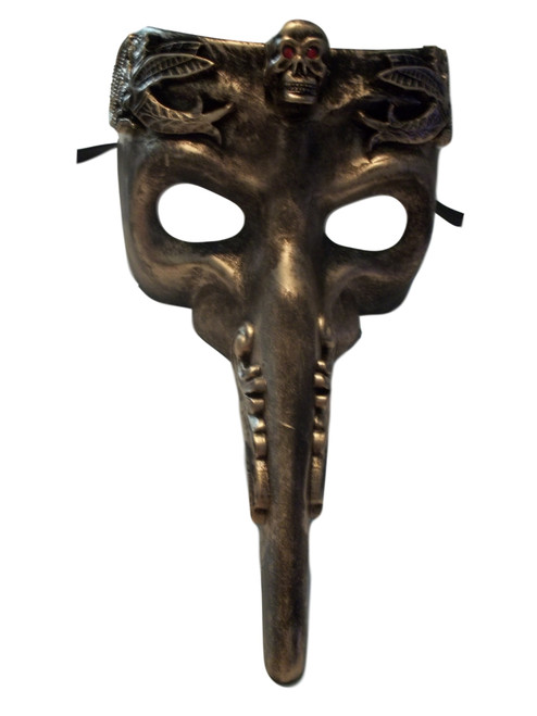 Gold Skull Red Eyes Long Nose Masquerade Mardi Gras Men's Mask Gold Skull Red Eyes Long Nose Masquerade Mardi Gras Men's Mask