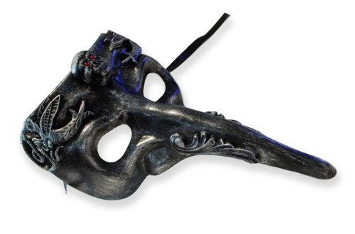 Silver Skull Red Eyes Long Nose Masquerade Mardi Gras Men's Mask Silver Skull Red Eyes Long Nose Masquerade Mardi Gras Men's Mask