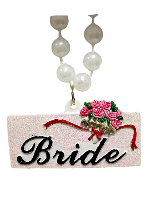 Bride Pearl Rose Bouquet Wedding Shower Mardi Gras Necklace Bead Bride Pearl Rose Bouquet Wedding Shower Mardi Gras Necklace Bead