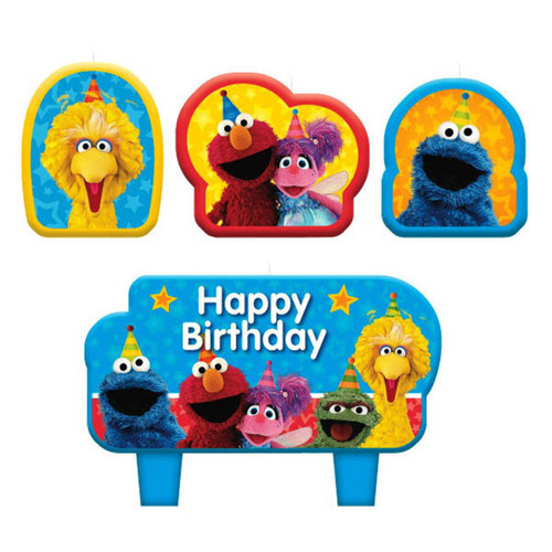 Sesame Street 4 Pc Candles Set Cake Topper Birthday Party
