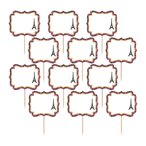 Day in Paris 24 Personalizable Paper Picks Birthday Party