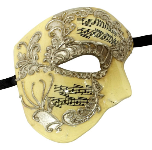 Cream Silver Music Phantom of the Opera Men's Venetian Half Mask Masquerade Mardi Gras