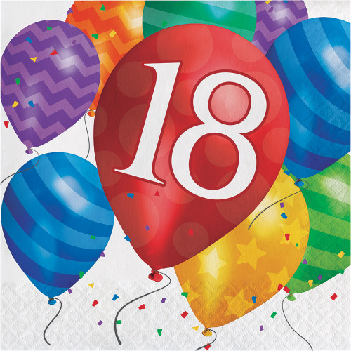Balloon Blast 16 Ct 18 Luncheon Napkins 18th Birthday Party Balloon Blast 16 Ct 18 Luncheon Napkins 18th Birthday Party