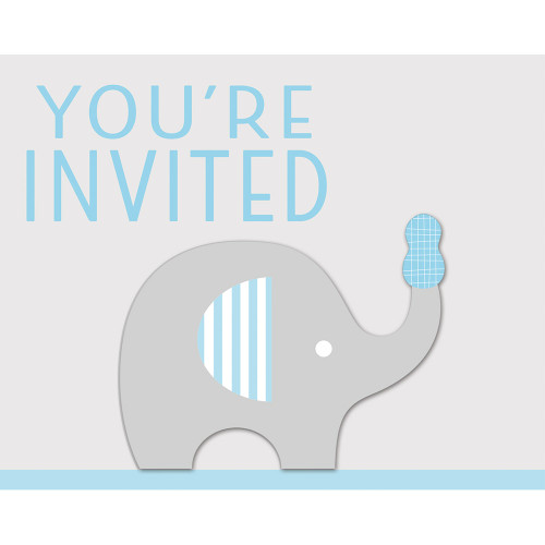 Little Peanut Boy 8  Invitations Blue Elephant Baby Shower