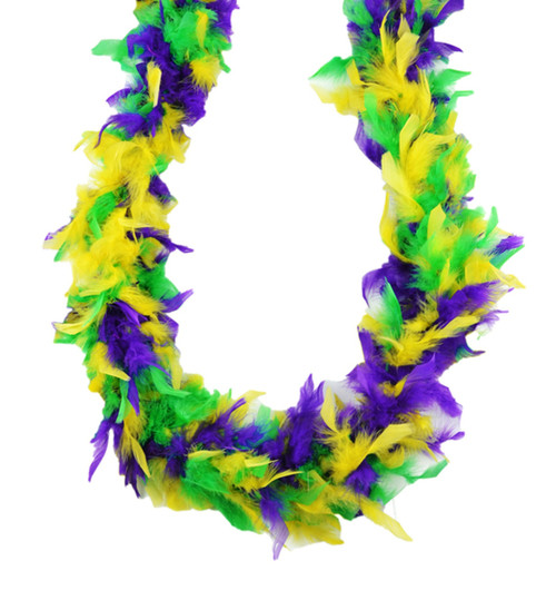 Purple Green Yellow Mardi Gras Colors 45 Gm 6 ft Chandelle Feather Boa Purple Green Yellow Mardi Gras Colors 45 Gm 6 ft Chandelle Feather Boa