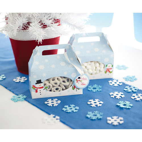 Snowman Cookie Treat Boxes with Handles and Gift Tags 4 Ct Box