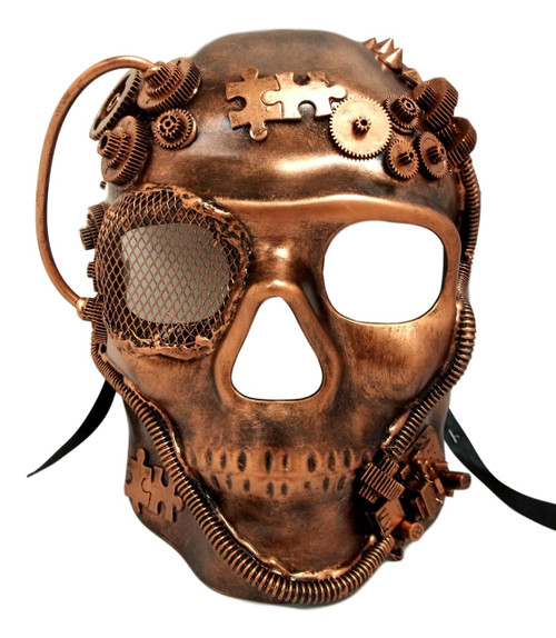 Steampunk Skull Brushed Copper Halloween Masquerade Mask