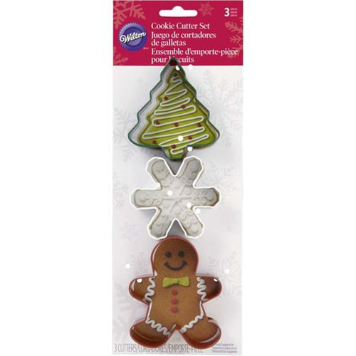 Wilton Christmas Shapes Gingerbread Boy Snowflake Tree Metal Cookie Cutter 3 Pc Set Wilton Christmas Shapes Gingerbread Boy Snowflake Tree Metal Cookie Cutter 3 Pc Set