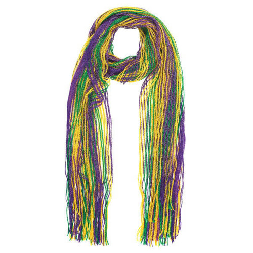 Mardi Gras Scarf 68" Purple Green Gold Open Weave