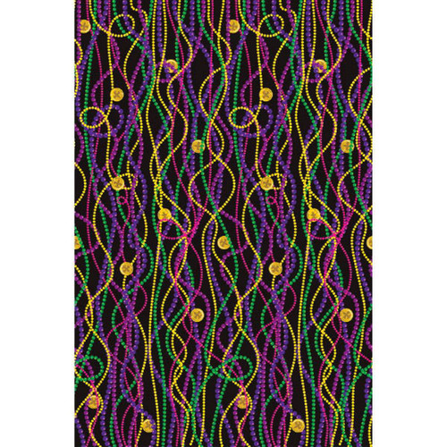 Colorful Mardi Gras Beads Plastic Tablecover 54 x 102 Inches