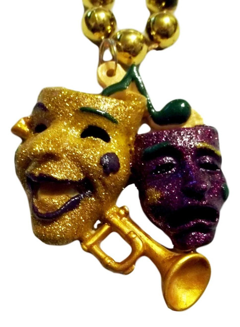 Comedy Tragedy Masks Mardi Gras Beads Party Favor Necklace