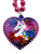 Unicorn Heart Valentines Mardi Gras Beads Party Favor Necklace