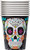 Skull Day of the Dead 8 Ct 9 oz Paper Hot Cold Cups Halloween