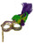 Gold, Silver Purple Glitter Flower Feather Stick Mask Masquerade Mask
