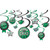 Graduation Green Foil Swirl 12 pc Value Pack Hanging Decorations