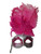 Hot Pink Silver Stick Venetian Masquerade Mardi Gras Feather Mask