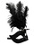 Black Feather Venetian Masquerade Mardi Gras Mask Silver Accent