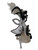 White Silver Fancy Feather Flower Stick Masquerade Mardi Gras Mask