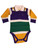 Mardi Gras Purple Green Yellow Big Stripe 6/9 Mth Baby Infant Long Sleeve Romper