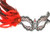 Red Black Dot Side Feather Masquerade Mardi Gras Metal Mask