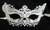 White Foxy Girl Laser Cut Masquerade Metal Filigree Fox Cat Mask Stones
