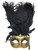Gold Black Jewel Venetian Masquerade Mardi Gras Feather Mask