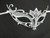 White Crystal Tiara Laser Cut Venetian Mask Masquerade Metal Filigree