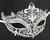 White Crystal Crown Laser Cut Venetian Mask Masquerade Metal Filigree