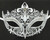 White Crystal Crown Laser Cut Venetian Mask Masquerade Metal Filigree