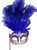 Purple Silver Stick Venetian Masquerade Mardi Gras Feather Mask