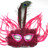 Hot Pink Wild Feather Masquerade Mardi Gras Mask