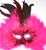 Hot Pink Glow Feather Masquerade Mardi Gras Costume Ball Prom Mask