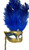 Dark Blue Gold Stick Venetian Masquerade Mardi Gras Feather Mask Dark Blue Gold Stick Venetian Masquerade Mardi Gras Feather Mask