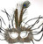 Black White Wild Feather Masquerade Mardi Gras Mask