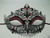 Black Red Rhinestone Venetian Mask Masquerade Ball Prom Metal Filigree