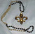 Black Gold Stripe Fleur De Lis New Orleans Mardi Gras Bead Necklace