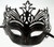 Black Dark Red Venetian Laser Cut Mardi Gras Masquerade Half Mask Crown