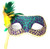 Purple, Green, Gold Venetian Feather Stick Mask Masquerade Prom Mask