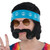 Groovy 60's Hippie Character Costume Kit Wig, Moustache Headband