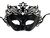 Black Venetian Laser Cut Mardi Gras Masquerade Half Mask Crown