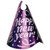 1 Purple Printed Foil 9" Cone Hat Metallic New Year's Eve Party