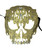 Gold Skull Metal Laser Cut Masquerade Prom Mask Clear Crystals