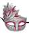 Pink White Venetian Mask Masquerade Mardi Gras Party Leaf Cascade Rhinestones