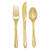 Glitz Glittering Gold Plastic 24 Pc Asst Cutlery Forks Knives Spoons