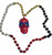 Red Sugar Skull Day of the Dead Mardi Gras Beads Party Favor Necklace