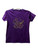 Purple V Neck Knit Short Sleeve T Shirt Adult Small Fancy Mask Bling Applique