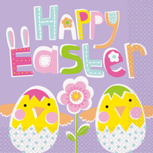 Happy Easter Lilac Lunch Paper Napkins 16 ct Chick Egg