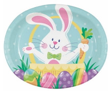 Hoppy Easter Bunny Basket 8 ct 12" Oval Plates Party Platter